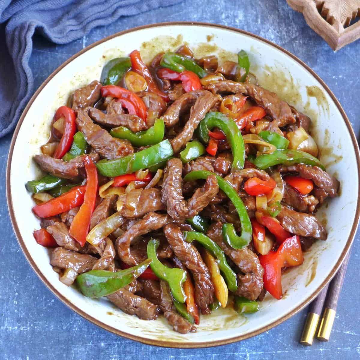 Chinese Pepper Steak Quick Stir-Fry with Wok Hei