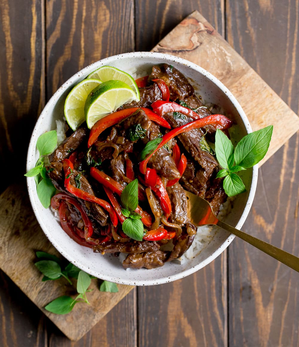 Quick Thai Beef Stir-Fry with Purple Basil and Chiles
