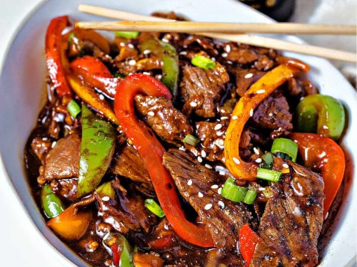 Chinese Pepper Steak Quick Stir-Fry with Wok Hei