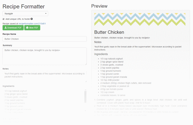 recipe formatter