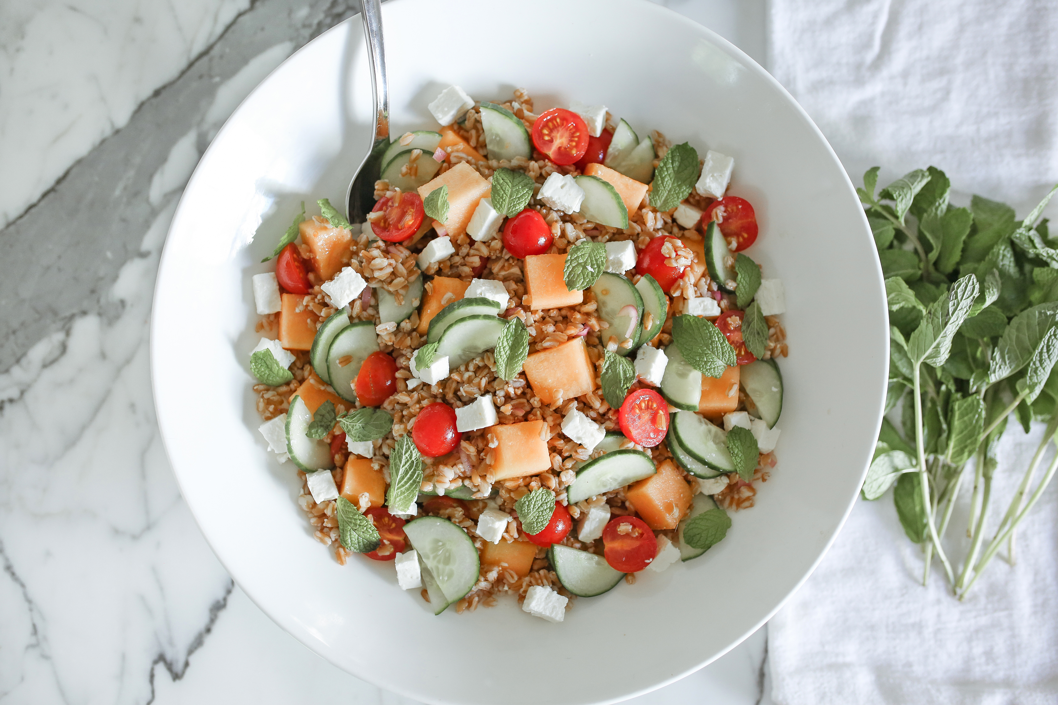 The Ultimate Summer Cucumber, Melon & Farro Salad with Feta
