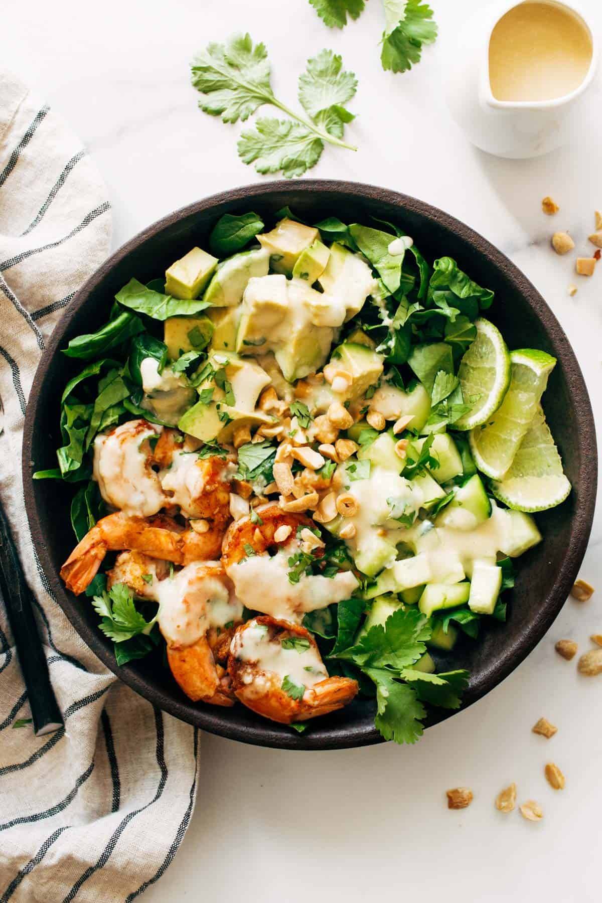 Spicy Asian Salad with Avocado Dressing