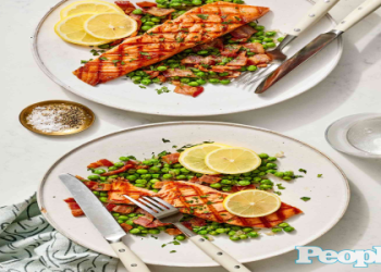 Grilled Salmon Side Stuffed with Creamy Corn and Crispy Bacon