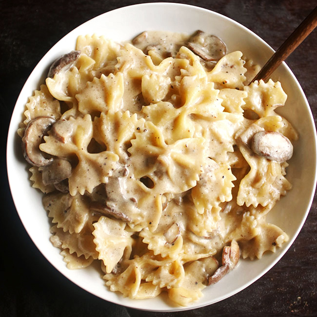 Mushroom Pasta with Melted Cheese