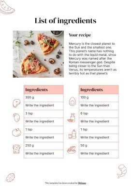 cooking recipe list
