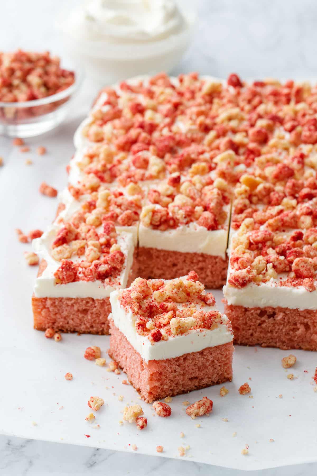 Juneteenth Texas Strawberry Crunch Sheet Cake