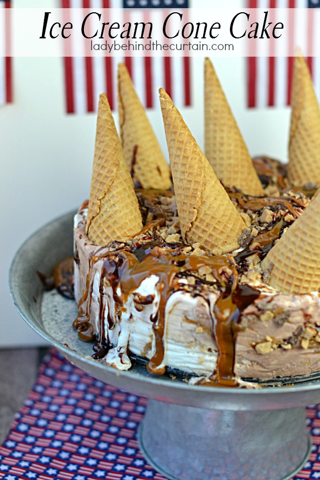 Layered Salted Caramel Ice Cream Cone Cake