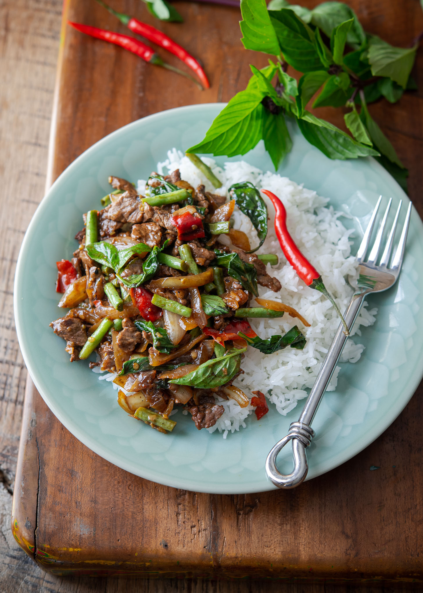 Quick Thai Beef Stir-Fry with Purple Basil and Chiles