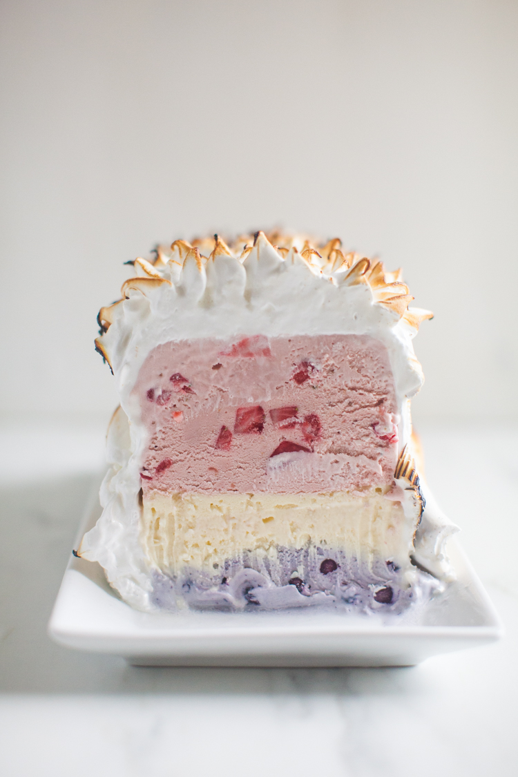 Patriotic Summer Berry Layered Baked Alaska
