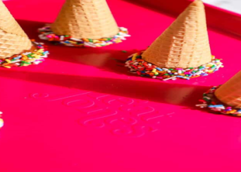 Chocolate-Dipped Candy-Loaded Ice Cream Sundae Cones