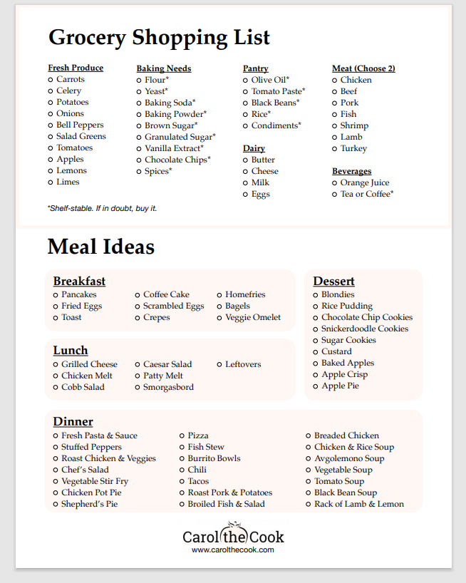 food list ideas