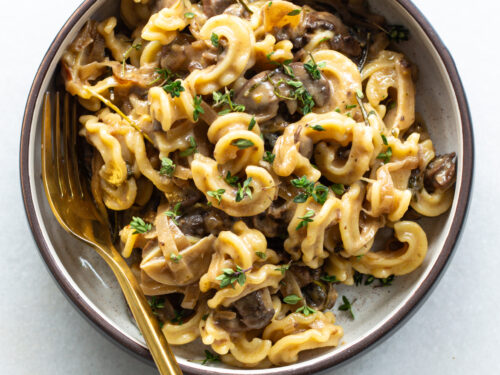 Mushroom Pasta with Melted Cheese