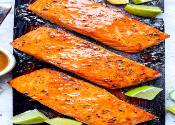 Cedar Plank Grilled Salmon Caesar Salad