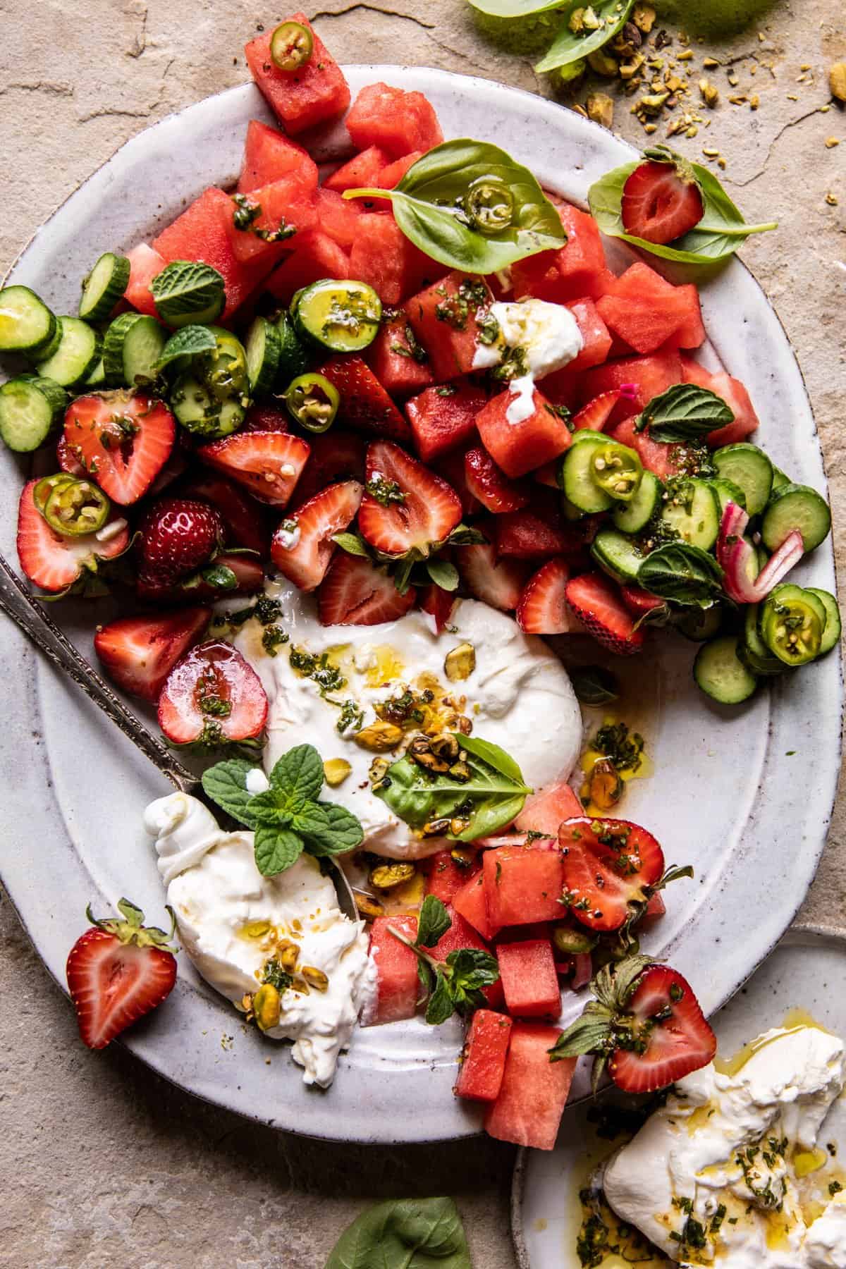 Marinated Watermelon & Burrata Summer Salad