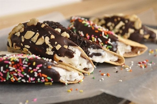 Homemade Chocolate-Covered Ice Cream Tacos
