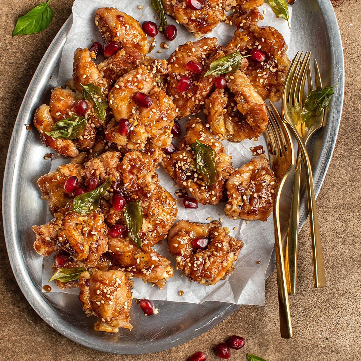 Spicy Crispy Pomegranate Chicken