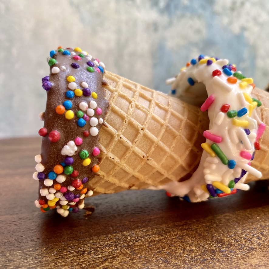 Chocolate-Dipped Candy-Loaded Ice Cream Sundae Cones