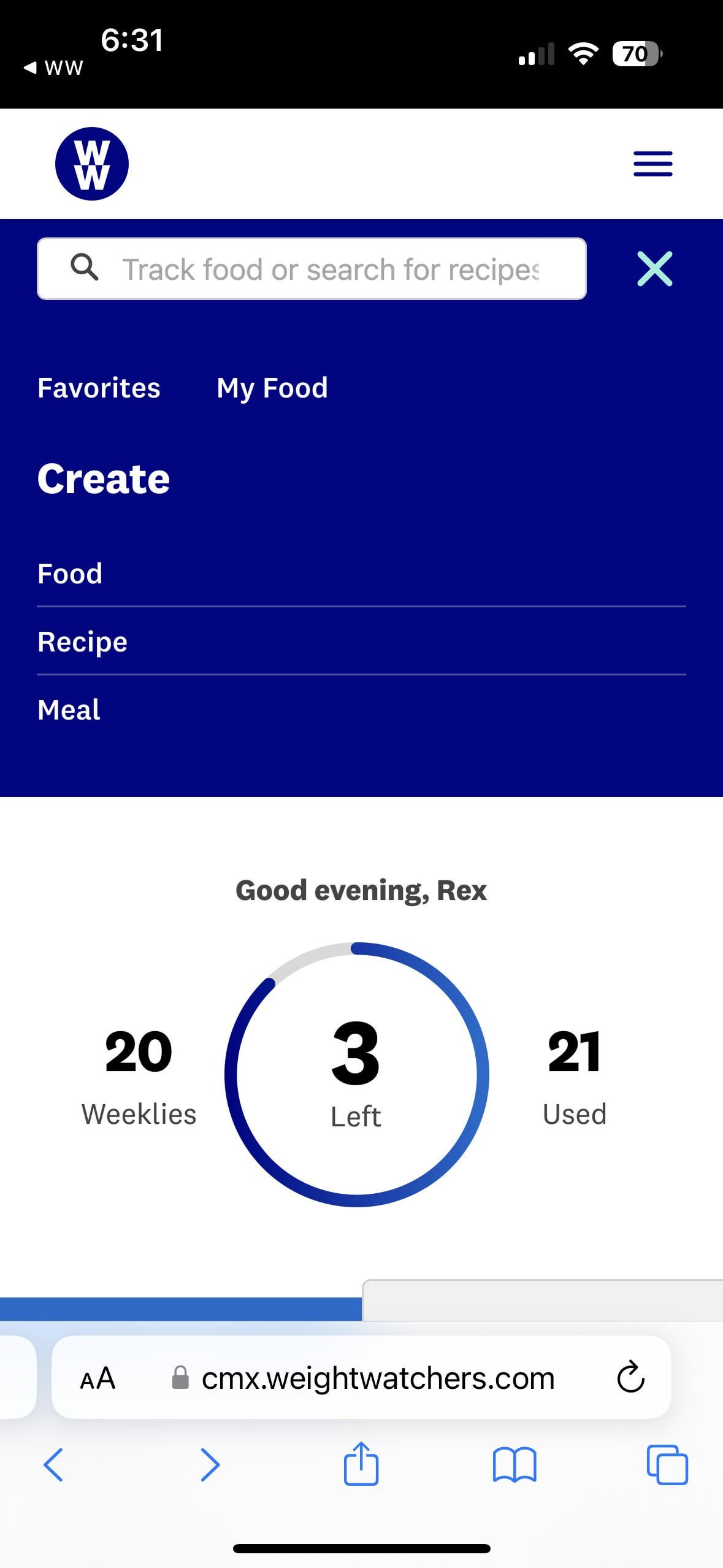 how to create a food on weight watchers app
