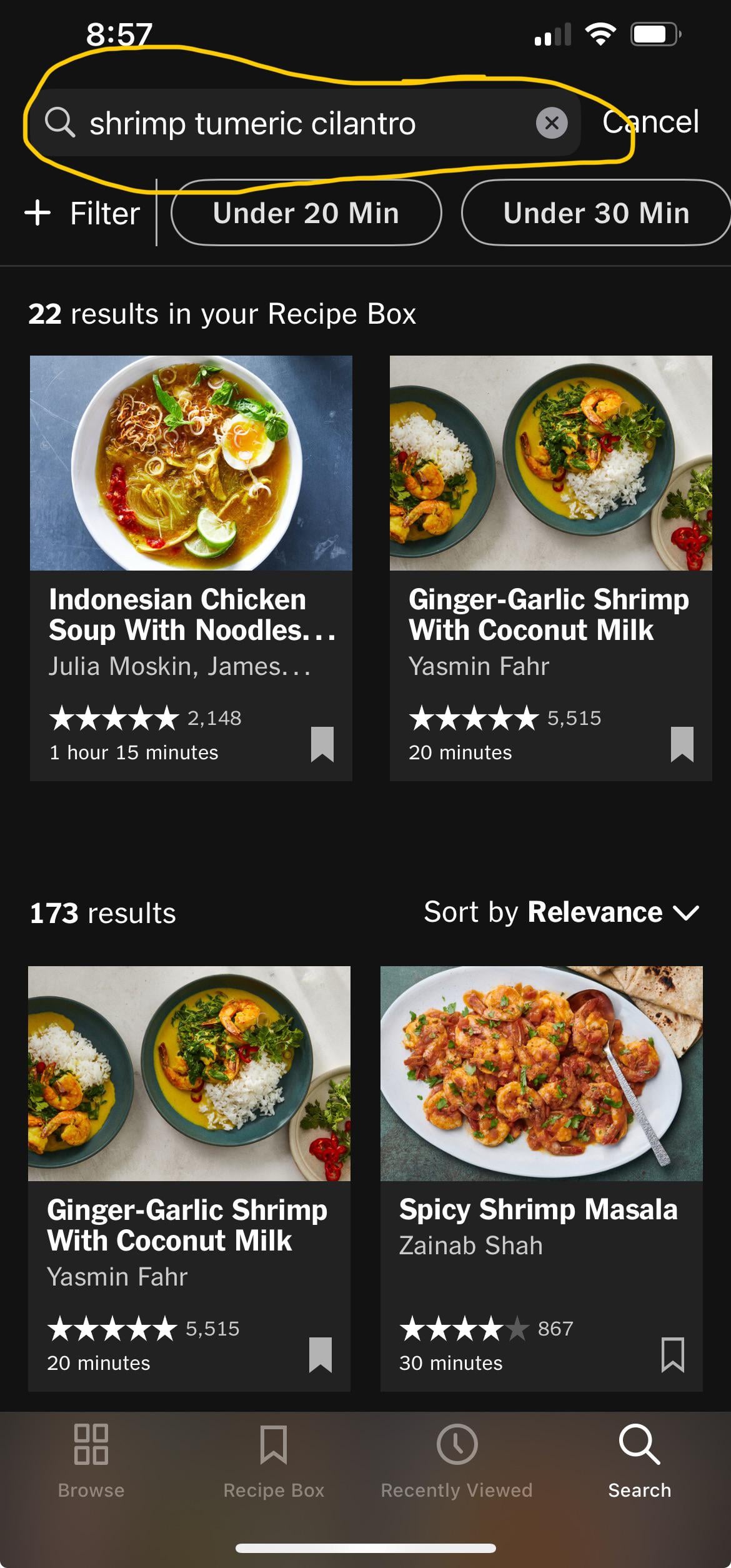 look for recipes by ingredients