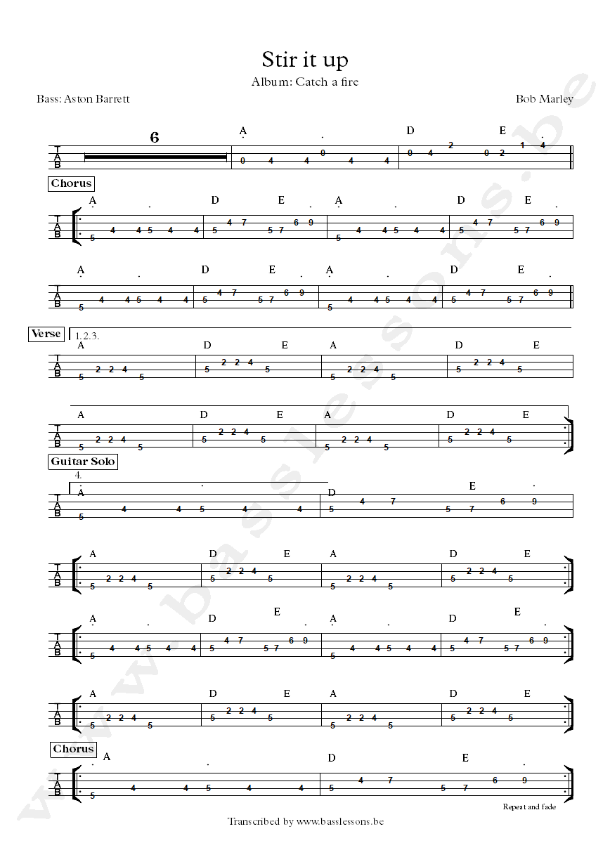 stir it up tab bass